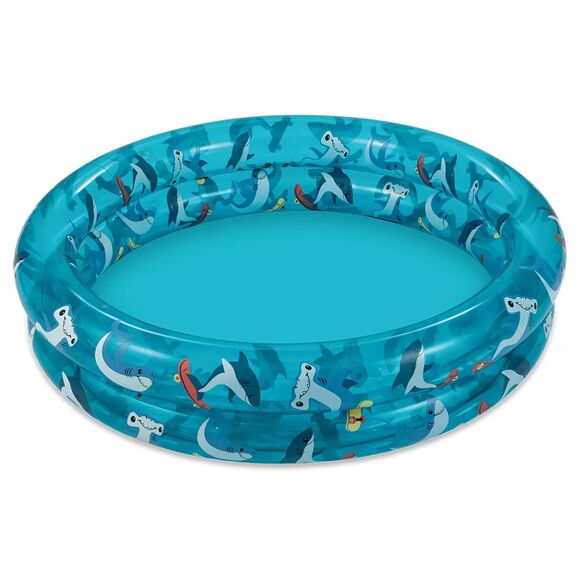 Inflatable 2-Ring Shark Print Pool 3.8' Great for Kids or Dogs New Ball Pit - Picture 2 of 4